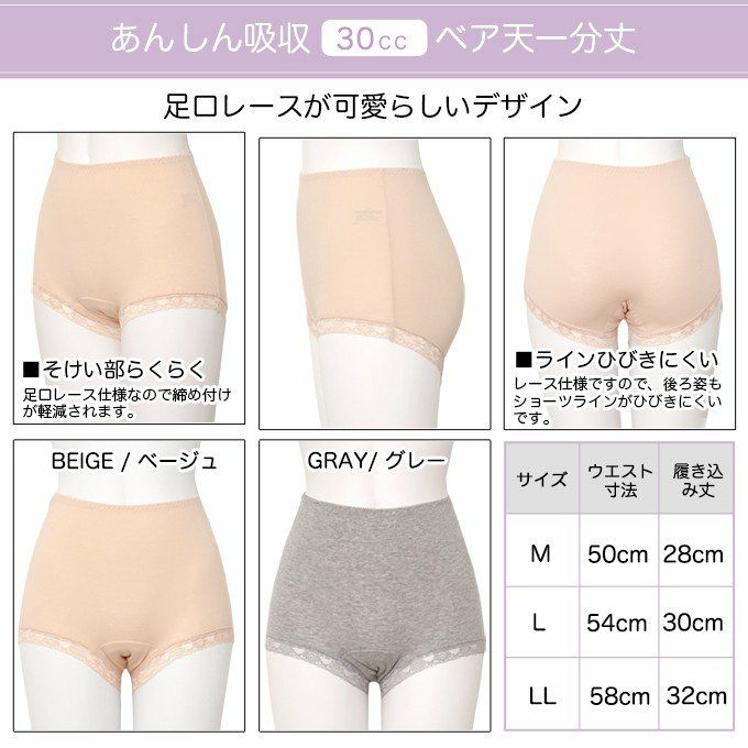  サラッフィー 失禁ショーツ 失禁パンツ 水分ケアショーツ 10cc 20cc 30cc 選べる ケアショーツ 大きいサイズ M L LL 吸水 マチ 尿モレ 漏れ 軽失禁 ショーツ 軽失禁パンツ 漏れる 日本製マチ 下着 綿 レース スタンダード 1分丈 女性用 響きにくい 響かない ショーツ パンツ