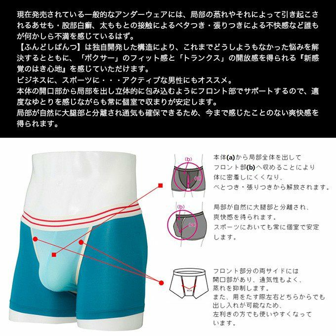 SkySour ふんどしパンツ (BC)ボクサータイプ 送料無料 ボクサーパンツ メンズ パンツ ショーツ 下着 ボクサートランクス 二重構造 おしゃれ 防臭 消臭 部屋干 プレゼント ギフト 大きいサイズ M L LL 機能性 インナー ふんどし ショーツ 日本製 スカイサワー 綿