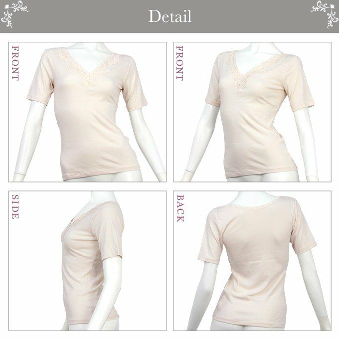 日本製 高級綿を使用でお肌に優しく快適3分袖インナー 1133 肌着 下着 ランジェリー 女性 女の子 肌着 スーピマ綿 Vネック トップス インナー 国産 made in japan ロング レース 綿100％ ギフト 大きいサイズ レース M L LL XL 母の日 ギフト 渡辺商店 インナーシャツ