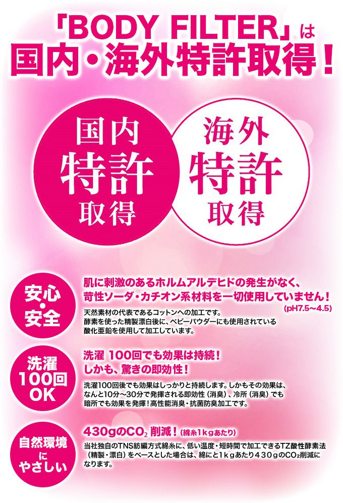 ボディフィルター 抗菌 Tシャツ レディース 汗取り 半袖 Tシャツ 8209BF 消臭効果 世界特許のインナー BODYFILTER　日本製 tシャツ 機能性 インナー シャツ 半袖 インナーシャツ 汗取り 大きな 汗取りパット 速乾 消臭 部屋干し 綿100％