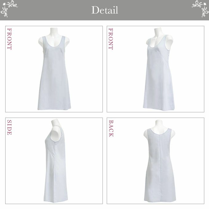 鈴風綿 日本製 綿100% スリップ レディース インナー ペチコート ワンピース インナーシャツ アンダーシャツ 3402 和装 浴衣 リラックスウエア 汗 速乾 涼しい 女性 インナー トップス 肌着 無地 大きいサイズ M L LL アンダーウェア ルームウエア 部屋着 夏