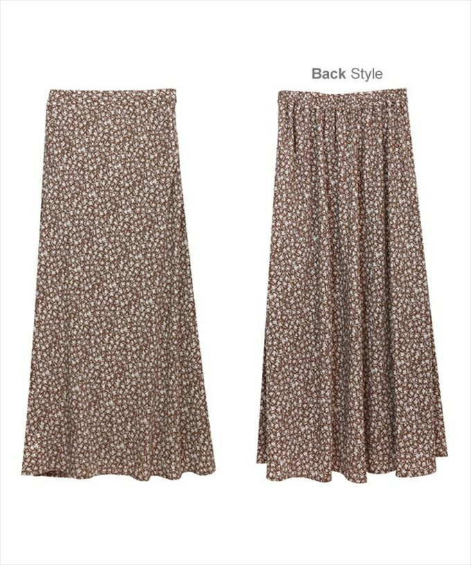 花柄 シフォン フレア フレアー ロングスカート レディース フェミニン ウエストゴム リラックス スカート ボトムス ボトム ロング丈 おしゃれ オシャレ かわいい 大人 きれいめ ウエストゴム 黒 白 オフィス カジュアル シンプル サイズ M L 春夏 春 夏 秋冬 秋 冬