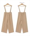 チノツイル サスペンダー付 ワイドパンツ サロペット レディース ウエストゴム オーバーサイズ サイドポケット ボトムス ボトム ワイド おしゃれ オシャレ かわいい 大人 きれいめ ゆったり オフィス カジュアル ナチュラル 春夏 秋冬 シンプル サイズ M L 春 夏 秋 冬