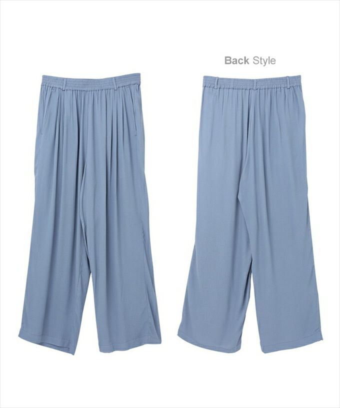 ジョーゼット ウエストゴム カラー イージーパンツ レディース 体型カバー セミワイド リラックス ワンマイルウェア ボトムス ボトム ロング丈 パンツ 楽チンパンツ イージーパンツ おしゃれ かわいい 大人 きれいめ カジュアル M 春 夏 秋 送料無料 