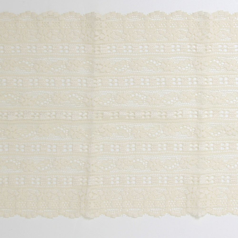 小花の幾何学柄　広幅ストレッチレース (幅 約15.5cm) 手芸用 アクセサリー 生地 単品 レース