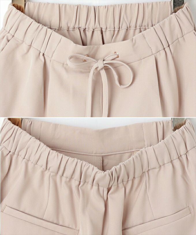 ストレッチ ドローストリング テーパードパンツ ウエストゴム レディース 美脚 上品 キレイ見え ロングパンツ ボトムス ボトム ロング丈 楽チンパンツ おしゃれ 大人 カジュアル きれいめ かわいい スラックス S M L 春 夏 秋 冬 送料無料