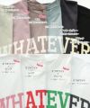 ロゴプリント コットン天竺 ラウンドヘム フレンチスリーブ Tシャツ レディース 体型カバー サイドスリット WHATEVER ラウンドヘム 体型カバー 大人 女性 きれいめ カジュアル ナチュラル シャツ トップス 半袖 春 夏 秋 春夏 シンプルトップス 送料無料 黒 白