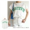 ロゴプリント コットン天竺 ラウンドヘム フレンチスリーブ Tシャツ レディース 体型カバー サイドスリット WHATEVER ラウンドヘム 体型カバー 大人 女性 きれいめ カジュアル ナチュラル シャツ トップス 半袖 春 夏 秋 春夏 シンプルトップス 送料無料 黒 白