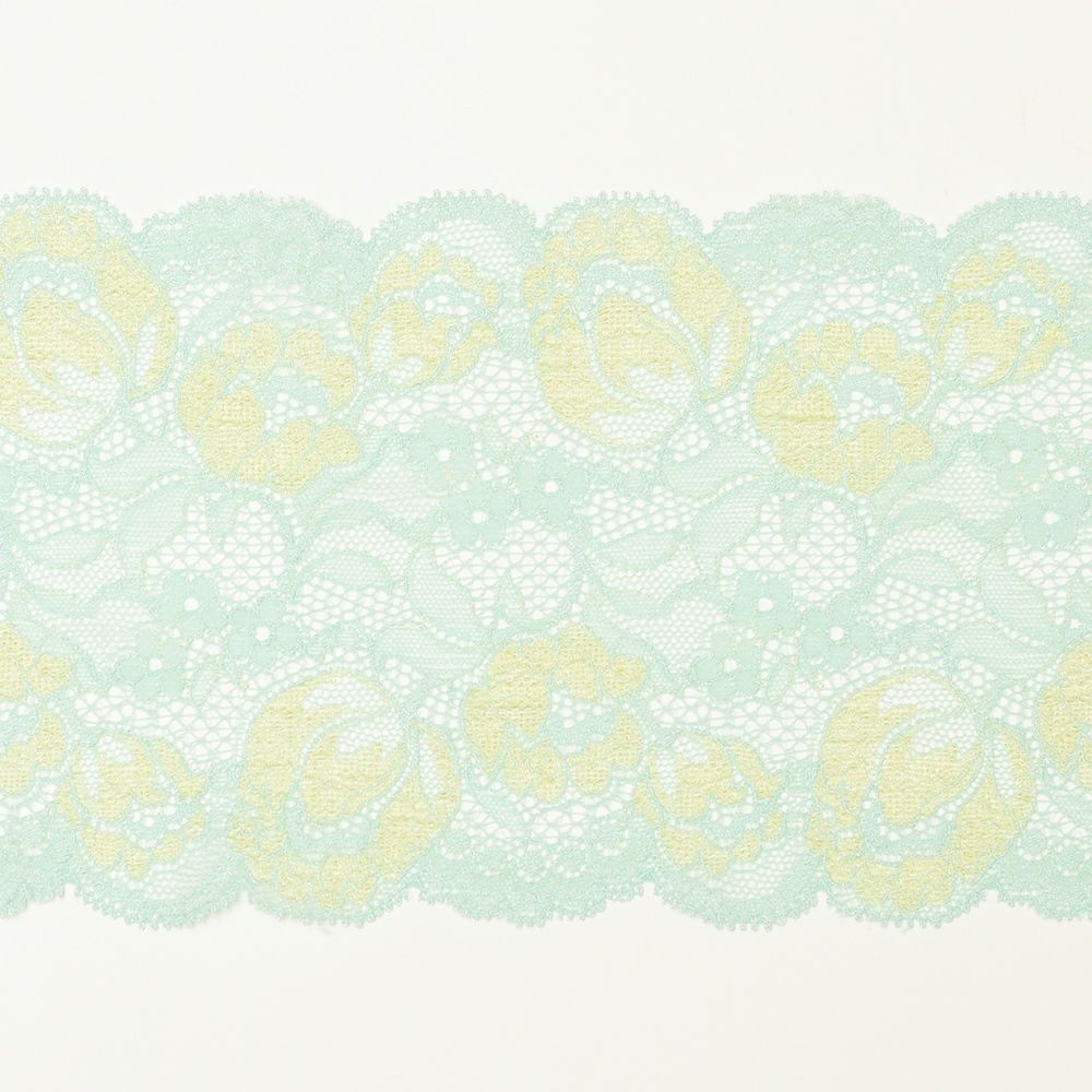 ミントグリーンの花柄レース (幅 約10.5cm) 手芸用 アクセサリー 生地 単品 レース 