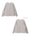 前後2way ボリューム 長袖 シャツ ブラウス レディース クラシカル バンドカラー 体型カバー カジュアル おしゃえ かわいい 前後 着用 きれいめ オフィス ストラップ柄 無地 年中着れる ノーカラー 襟なし オールシーズン 春 夏 秋 冬 シンプル 長袖トップス 大人 M