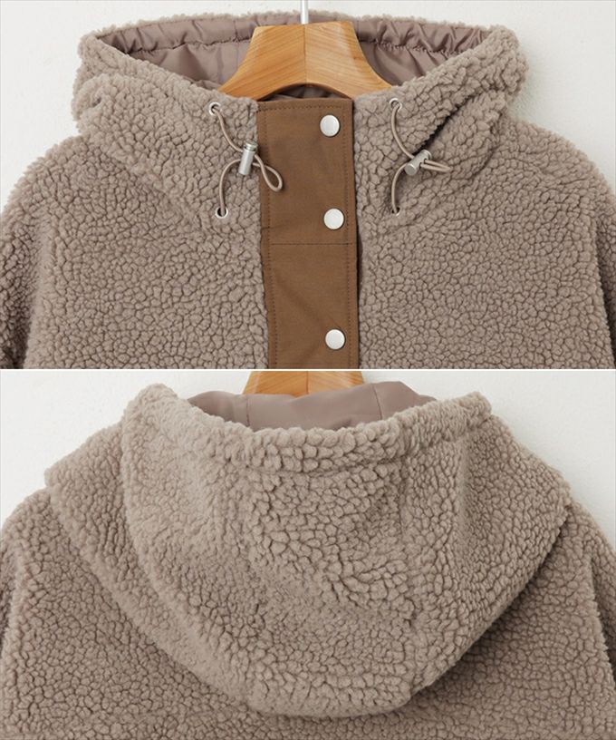 シープ ボア ブルゾン パーカー レディース アウター ジャケット ブルゾン ジャンパー カジュアル オーバーサイズ 体型カバー フード付き サイドポケット 防寒対策 暖か トレンド 暖かい アウター 大人 きれいめ おしゃれ カジュアル 女性 大人 春 秋 冬 M 送料無料 M