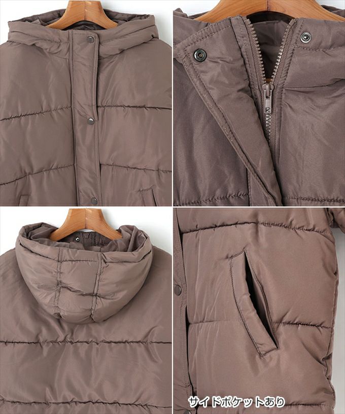 オーバーサイズ フード付き 中綿 フェイクダウン ジャケット レディース アウター ブルゾン フード 光沢感 ドローコード サイドポケット 防寒 暖かい 防寒対策 暖か トレンド 暖かい アウター 大人 きれいめ おしゃれ カジュアル 女性 大人 秋 冬 M 送料無料 M