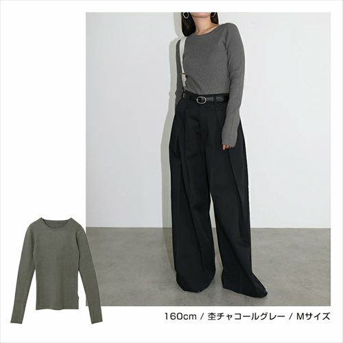 無地 ボーダー クルーネック サムホール リブ ニット トップス レディース ベーシック 長袖 指穴 指ぬき ストレッチ インナー ジャスト丈 シンプル トレンド きれいめ おしゃれ かわいい カジュアル オフィス 女性 春 秋 冬 レディース トップスシンプル セーター