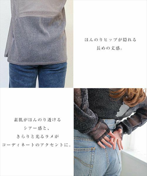 ラメ シアー 長袖 トップス レディース チュール トレンド 透け感 シンプル レイヤード 重ね着 ゆったり 楽ちん トレンド こなれ感 カジュアル かわいい ナチュラル 女性 シンプルトップス TOPS 無地 長袖トップス 上品 春 夏 秋 送料無料 M 【mail】 t01
