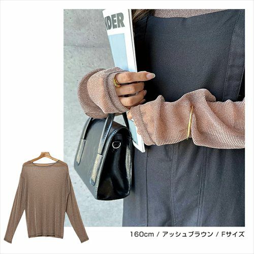 ラメ シアー 長袖 トップス レディース チュール トレンド 透け感 シンプル レイヤード 重ね着 ゆったり 楽ちん トレンド こなれ感 カジュアル かわいい ナチュラル 女性 シンプルトップス TOPS 無地 長袖トップス 上品 春 夏 秋 送料無料 M 【mail】 t01
