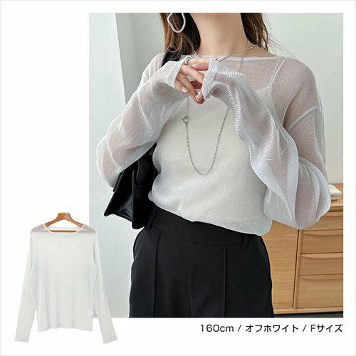 ラメ シアー 長袖 トップス レディース チュール トレンド 透け感 シンプル レイヤード 重ね着 ゆったり 楽ちん トレンド こなれ感 カジュアル かわいい ナチュラル 女性 シンプルトップス TOPS 無地 長袖トップス 上品 春 夏 秋 送料無料 M 【mail】 t01