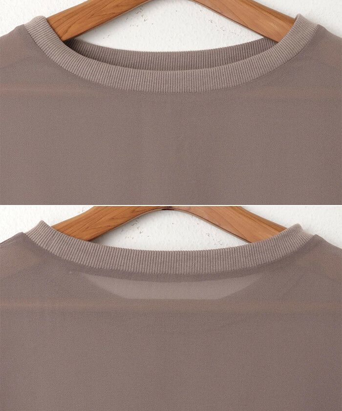 ボリューム スリーブ シフォン 長袖 トップス レディース シアー クルーネック ドロップショルダー 薄手 ボリューム袖 透け感 抜け感 ゆったり ナチュラル カジュアル かわいい ナチュラル 女性 シンプルトップス TOPS 無地 上品 春 夏 秋 送料無料 M 【mail】 t01