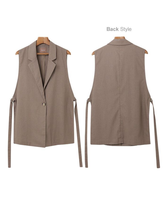 リネンブレンド サイドオープン ジレ レディース ブレザーベスト ショート丈 テイラード オーバーサイズ レーヨン 麻 羽織り カジュアル かわいい ナチュラル オフィス 女性 シンプル ジャケット トップス TOPS 大人ファッション 上品 春 夏 秋 黒 JKT 送料無料 t01