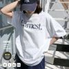 Earnest ロゴプリント 半袖 Tシャツ レディース メンズ 男女兼用 ユニセックス ノームコア トップス カットソー コットン100％ クルーネック オーバーサイズ 刺繍 シンプル ベーシック カジュアル M L XL XXL 大きいサイズ 春 夏 秋 ANME アンメ ユニセックス 【mail】 t01