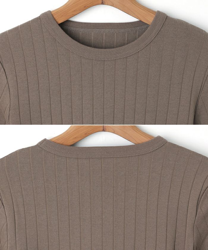 コットン ワイドリブ クルーネック 長袖 Tシャツ トップス レディース ベーシック ジャストサイズ 柔らか きれいめ おしゃれ カジュアル かわいい ナチュラル 女性 シンプルトップス TOPS 大人ファッション 長袖シャツ カットソー 上品 春 夏 秋 送料無料 【mail】 t02