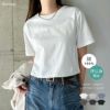 汗染み防止 ショート丈 半袖 Tシャツ レディース トップス カットソー 半袖Tシャツ 汗じみ 機能性 インナー 体型カバー 二の腕カバー コットン 無地 ベーシック トレンド オフィス 汗染み対策コットン ナチュラル 女性トップス 上品 春 夏 秋 綿100％ 送料無料 【mail】 t03