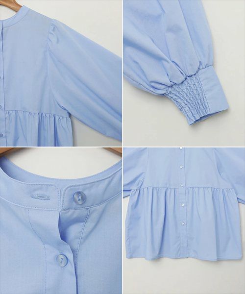 2way ボリューム 長袖 ペプラム シャツ ブラウス レディース トップス シャツブラウス 羽織り 体型カバー ボリューム袖 フレア Aライン チュニック シアー きれいめ 上品 セレモニー オフィス 無地 カジュアル おしゃれ トレンド 上品 春 夏 秋 送料無料 t03