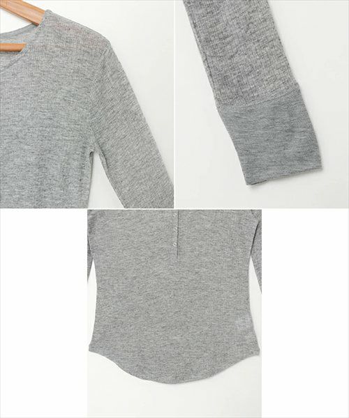 ヘンリーネック シアー トップス レディース 長袖トップス カットソー プルオーバー ロングtシャツ リブトップス 体型カバー 長袖 リブ スナップボタン 楽ちん リラックス カジュアル シンプル ナチュラル おしゃれ 長袖トップス 上品 春 夏 秋 送料無料 【mail】 t03