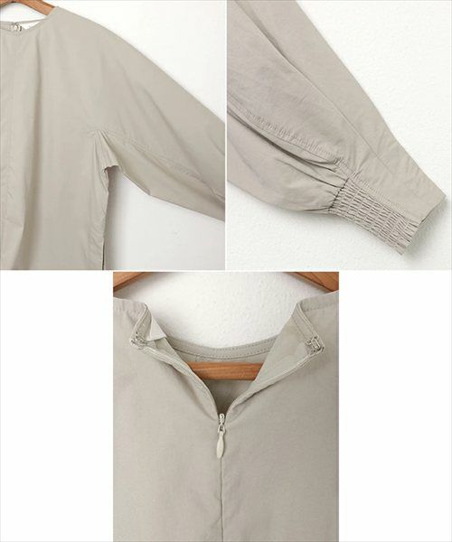 ボリューム袖 ブラウス レディース シンプル オーバーサイズ ファスナー付き 体型カバー モード トレンド きれいめ S/Mサイズ 春 夏 秋 冬 evernavy エバーネイビー きれいめ 上品 セレモニー オフィス 無地 カジュアル おしゃれ トレンド 上品 春 夏 秋 送料無料 t03