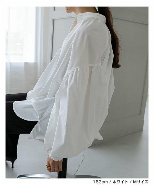 イージーケア ボリューム シャツ ブラウス レディース トップス シャツブラウス 綿シャツ 羽織 長袖 ボリューム袖 体型カバー ゆったり チュニック evernavy エバーネイビー きれいめ 上品 セレモニー オフィス カジュアル おしゃれ トレンド 上品 春 夏 秋 送料無料 t03