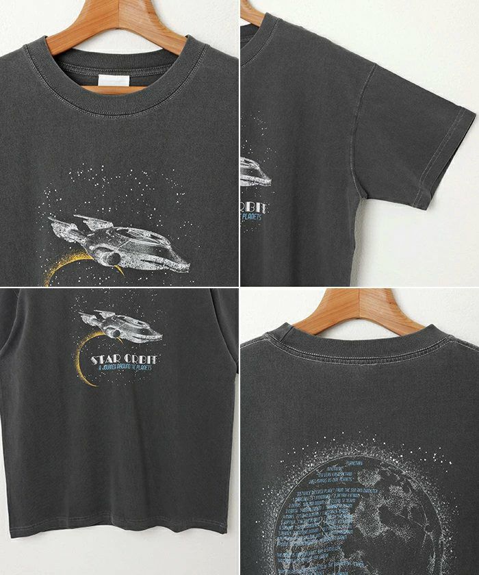 宇宙プリント 半袖 Tシャツ レディース メンズ 男女兼用 ユニセックス ノームコア トップス カットソー 綿100％ 体型カバー ゆったり オーバーサイズ ピグメント加工 M L XL XXL 春夏 春 夏 秋 ANME アンメ ナチュラル おしゃれ かわいい 綿100％ 送料無料 【mail】 t03