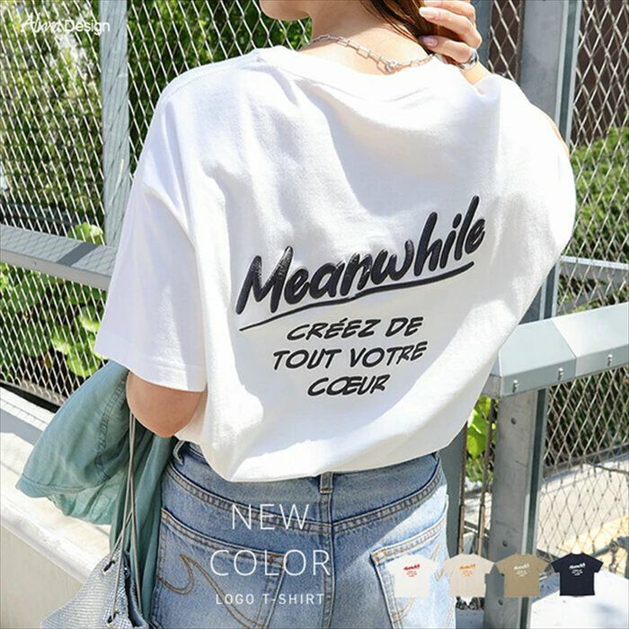プリント ロゴ 刺繍入り 半袖 Tシャツ レディース トップス 半袖トップス カットソー ロゴTシャツ オーバーサイズ 体型カバー ゆったり 綿 コットン100％ 薄手 コーマ天竺 S M 真夏 春夏 春 夏 秋 ナチュラル 半袖Tシャツ おしゃれ かわいい 綿100％ 送料無料 【mail】 t03