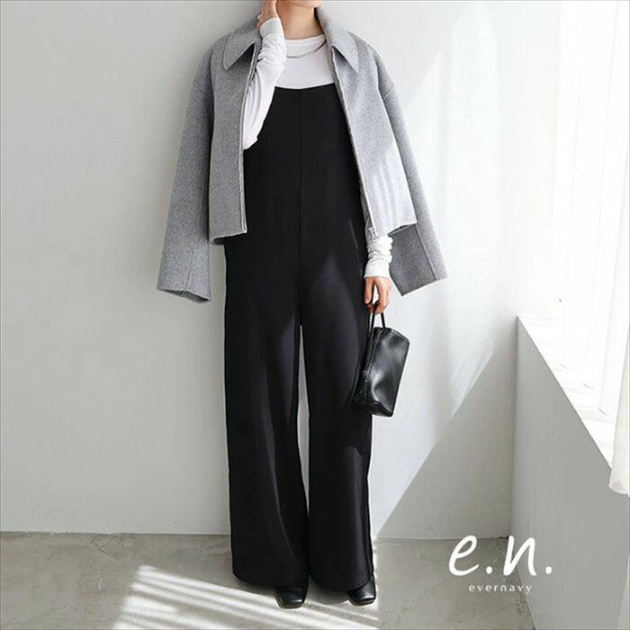 とろみ素材 スクエアネック サロペット レディース ワイド スクエアネック ストラップ 細見え きれいめ サイドポケット 楽ちん トレンド感 セレモニー 春夏 秋冬 evernavy エバーネイビー 大人 ファッション きれいめ ゆったり オフィス カジュアル ナチュラル 送料無料 t03