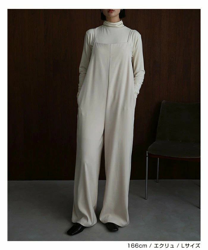 とろみ素材 スクエアネック サロペット レディース ワイド スクエアネック ストラップ 細見え きれいめ サイドポケット 楽ちん トレンド感 セレモニー 春夏 秋冬 evernavy エバーネイビー 大人 ファッション きれいめ ゆったり オフィス カジュアル ナチュラル 送料無料 t03