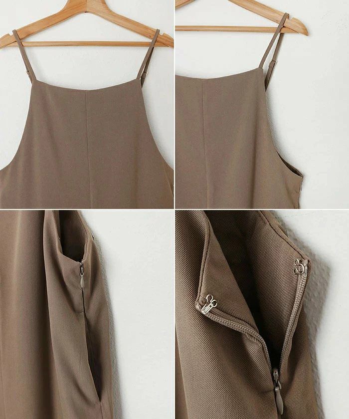 とろみ素材 スクエアネック サロペット レディース ワイド スクエアネック ストラップ 細見え きれいめ サイドポケット 楽ちん トレンド感 セレモニー 春夏 秋冬 evernavy エバーネイビー 大人 ファッション きれいめ ゆったり オフィス カジュアル ナチュラル 送料無料 t03