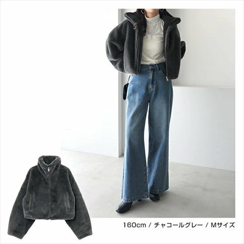 ショート丈 ファー スタンド ブルゾン レディース アウター ボアコート ファーコート ファーベスト ブルゾン ジャンパー 羽織り 体型カバー ゆったり ボリューム袖 ジップ フェイクファー 起毛 セレモニー 秋服 冬服 あったか 暖か 防寒オフィス 女性 ジップ 春 秋 冬 t04