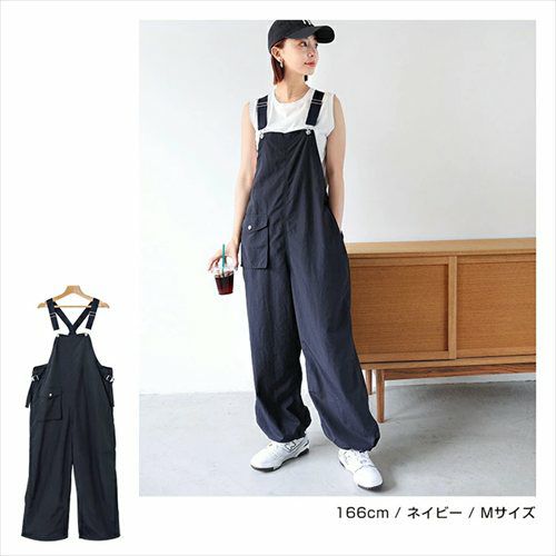 ワーク ワイド サロペット レディース ボトム オーバーオール オールインワン パンツ ワイドパンツ ジョガーパンツ キャミサロペット ズボン 体型カバー 太ももカバー ゆったり 楽ちん イージーケア 2way ポケット ノースリーブ カジュアル 春 夏 秋 冬 送料無料 t04