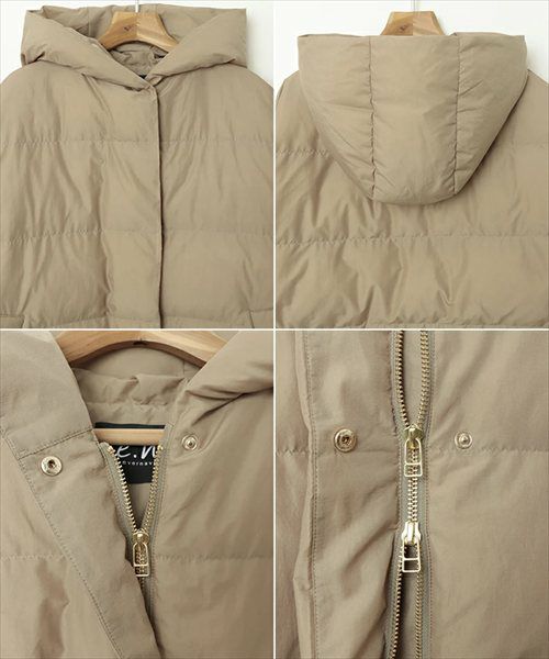 ドルマン サイドジップ ダウンジャケット レディース フレンチダウン コート アウター 羽織り オーバーサイズ 体型カバー ゆったり 楽ちん ミドル丈 ポケット フード 軽量 きれいめ おしゃれ カジュアル 冬服 あったか 暖か 防寒 秋冬 春 秋 冬 evernavy エバーネイビー t04