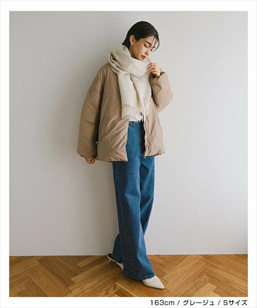 ノーカラー サイドジップ ダウンジャケット レディース フレンチダウン ノーカラージャケット コート 羽織り オーバーサイズ 体型カバー ゆったり ドルマン ポケット 軽量 きれいめ カジュアル 冬服 あったか 暖か 防寒 S M 秋冬 春 秋 冬 evernavy エバーネイビー t04