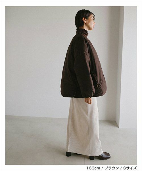 ノーカラー サイドジップ ダウンジャケット レディース フレンチダウン ノーカラージャケット コート 羽織り オーバーサイズ 体型カバー ゆったり ドルマン ポケット 軽量 きれいめ カジュアル 冬服 あったか 暖か 防寒 S M 秋冬 春 秋 冬 evernavy エバーネイビー t04